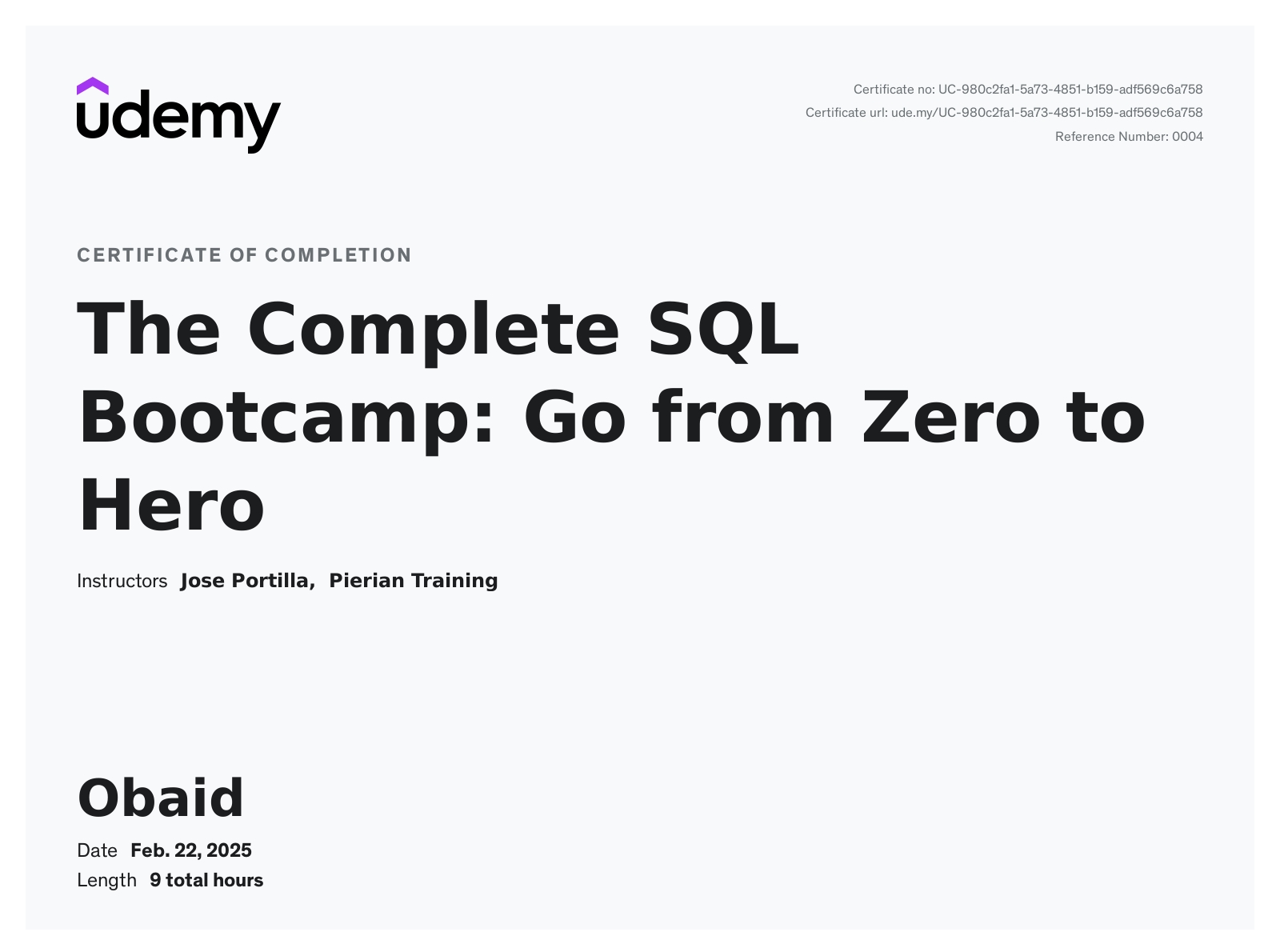 MySQL Certificate